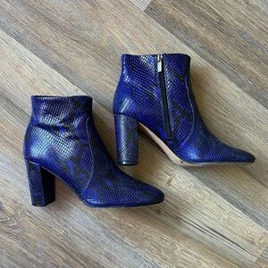 Sexy Bluish Purple Snakeskin Ankle Boots